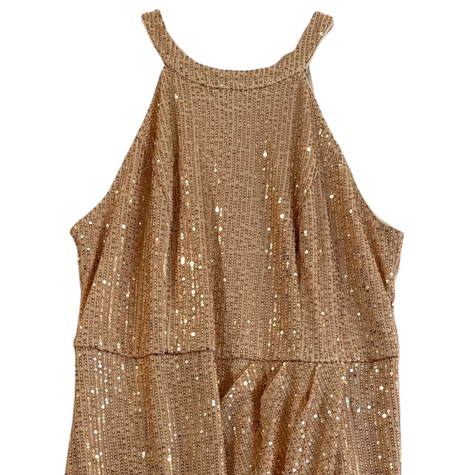 Gold Sequin Halter Dress Women’s 2XL Sleeveless Formal Bbonlinedress Tan Size undefined - Image 2