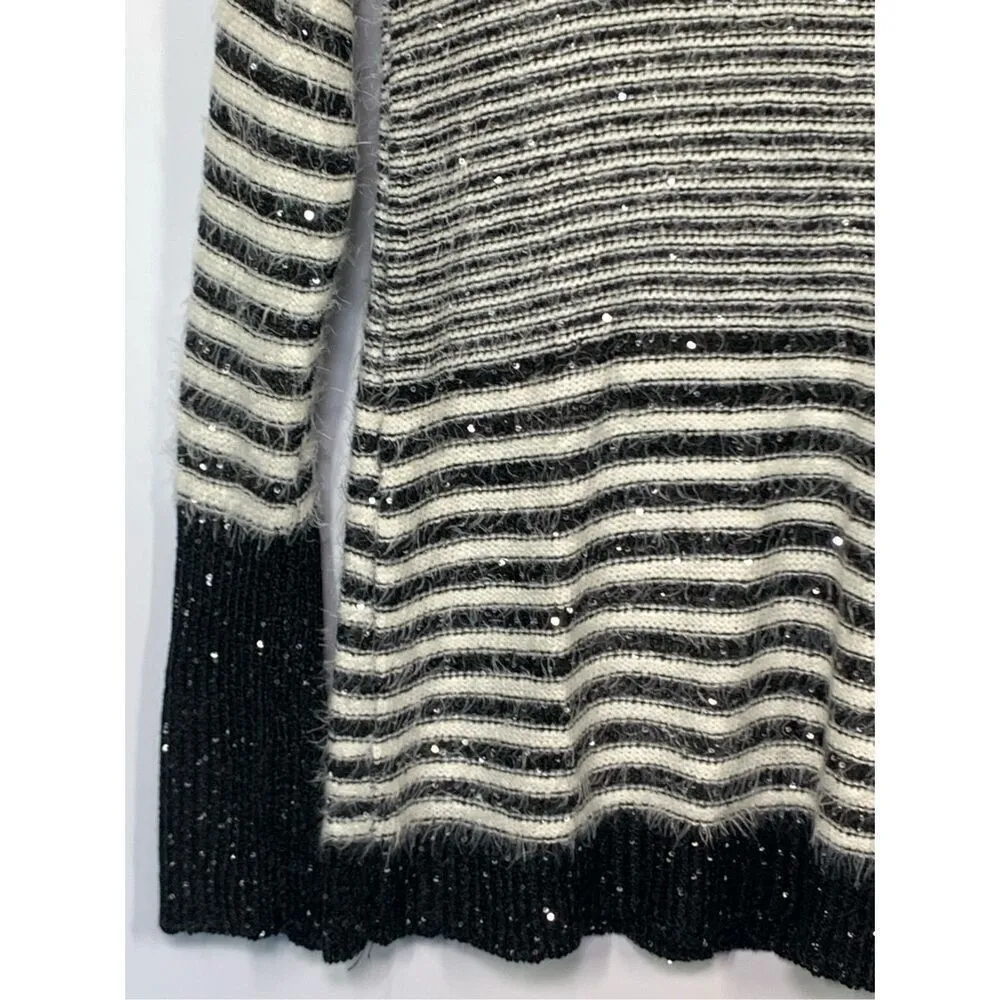 Box 001 Gibson Latimer Women's Striped Sequin Knit Sweater Black White Size Medi - Image 3