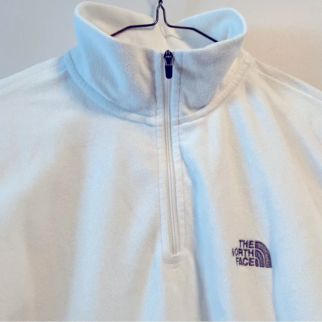 The North Face Quarter Zip White Fleece Pullover Size M - Image 4