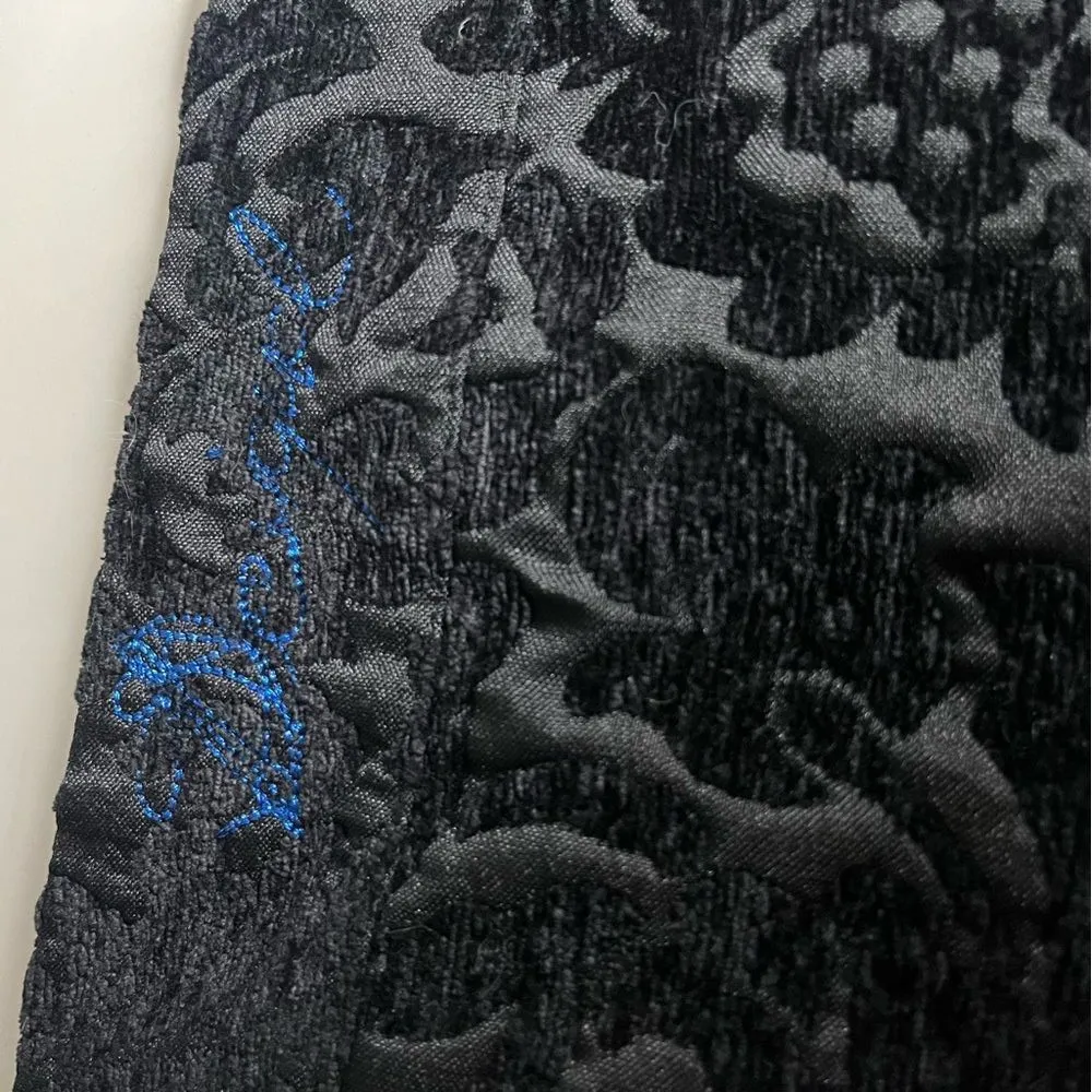 DESIGUAL Black Skirt Brocade Pleated Mini Size 42 VINTAGE Y2K Large - Image 9