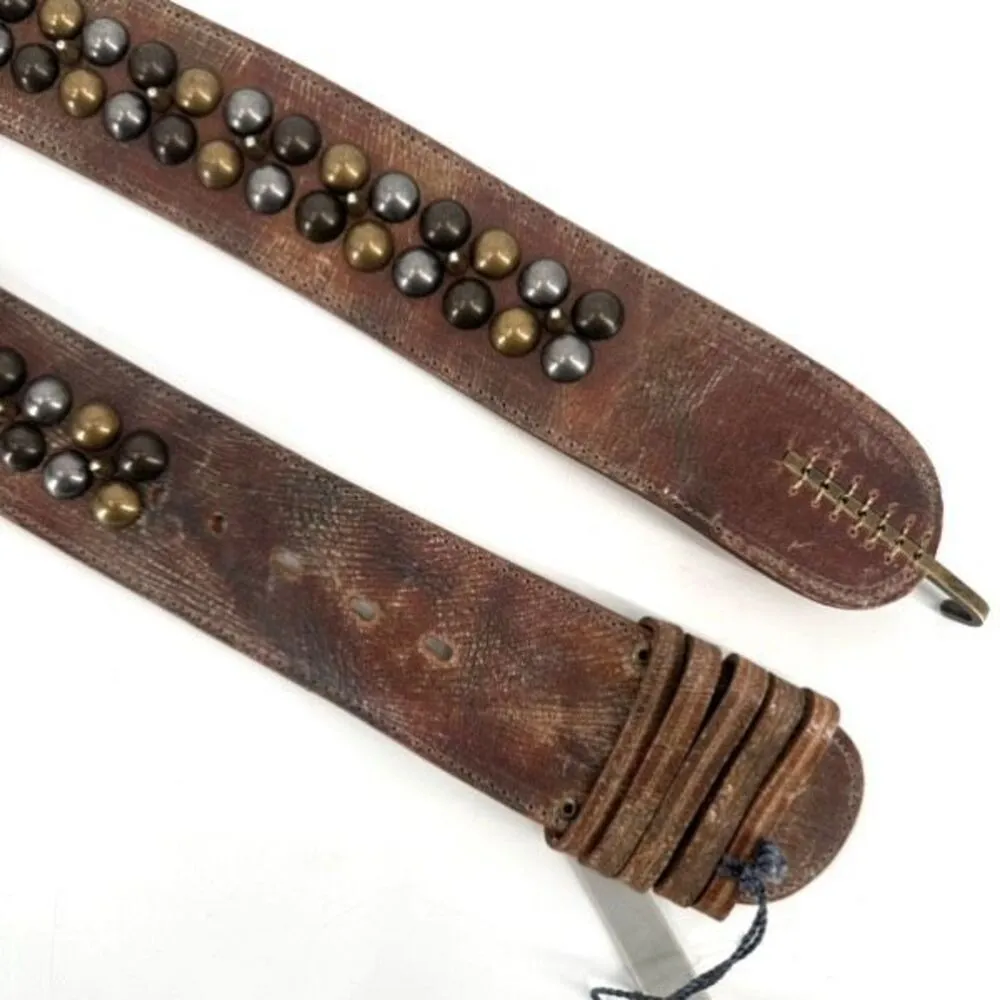 NWT Cassandra Los Angeles Women's Leather Spiked Studded Beluga Belt Brown Small - Image 1