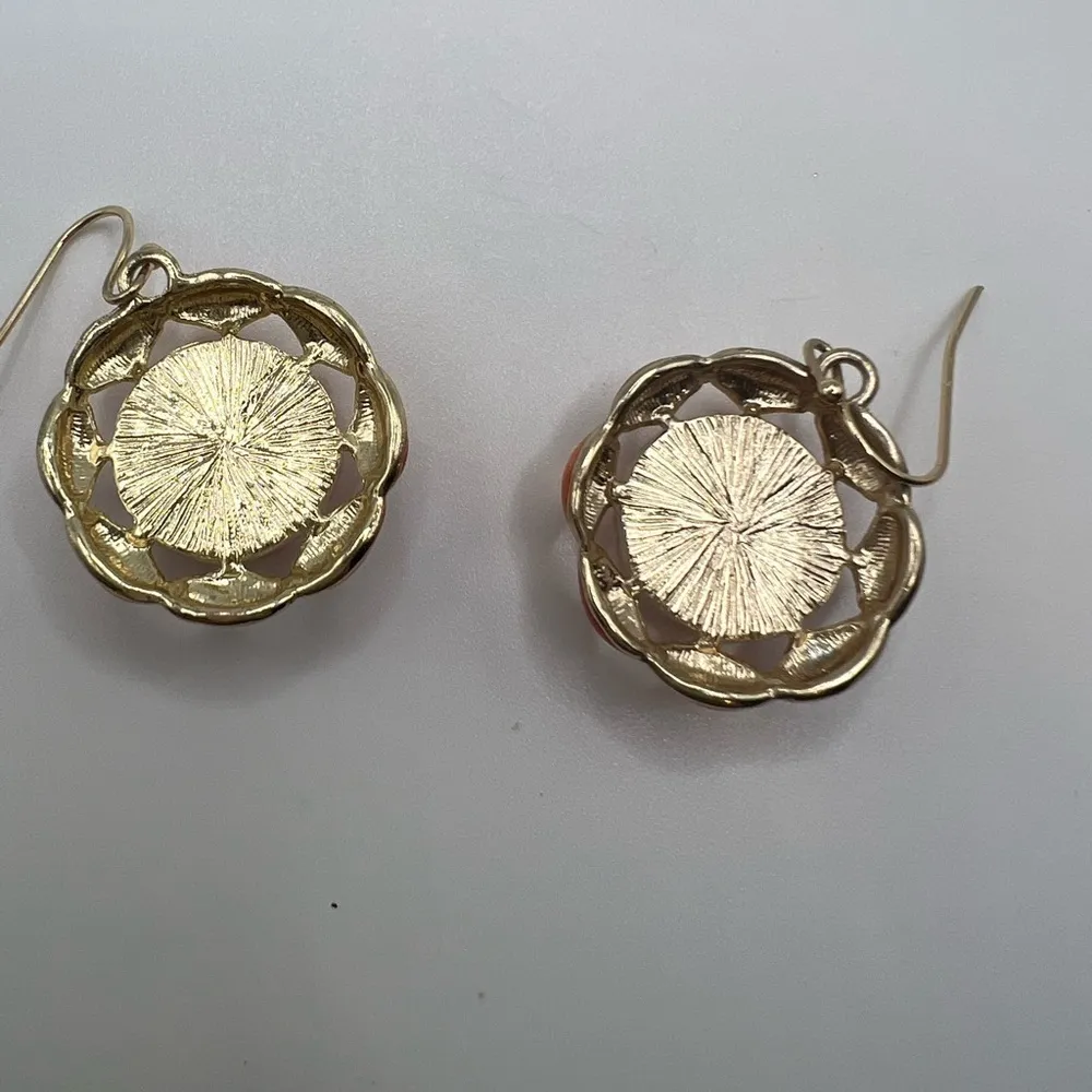 AVON Peaches and Cream Drop Pierced Earrings Bohemian Fairy‎ Cottage Style Orange - Image 3