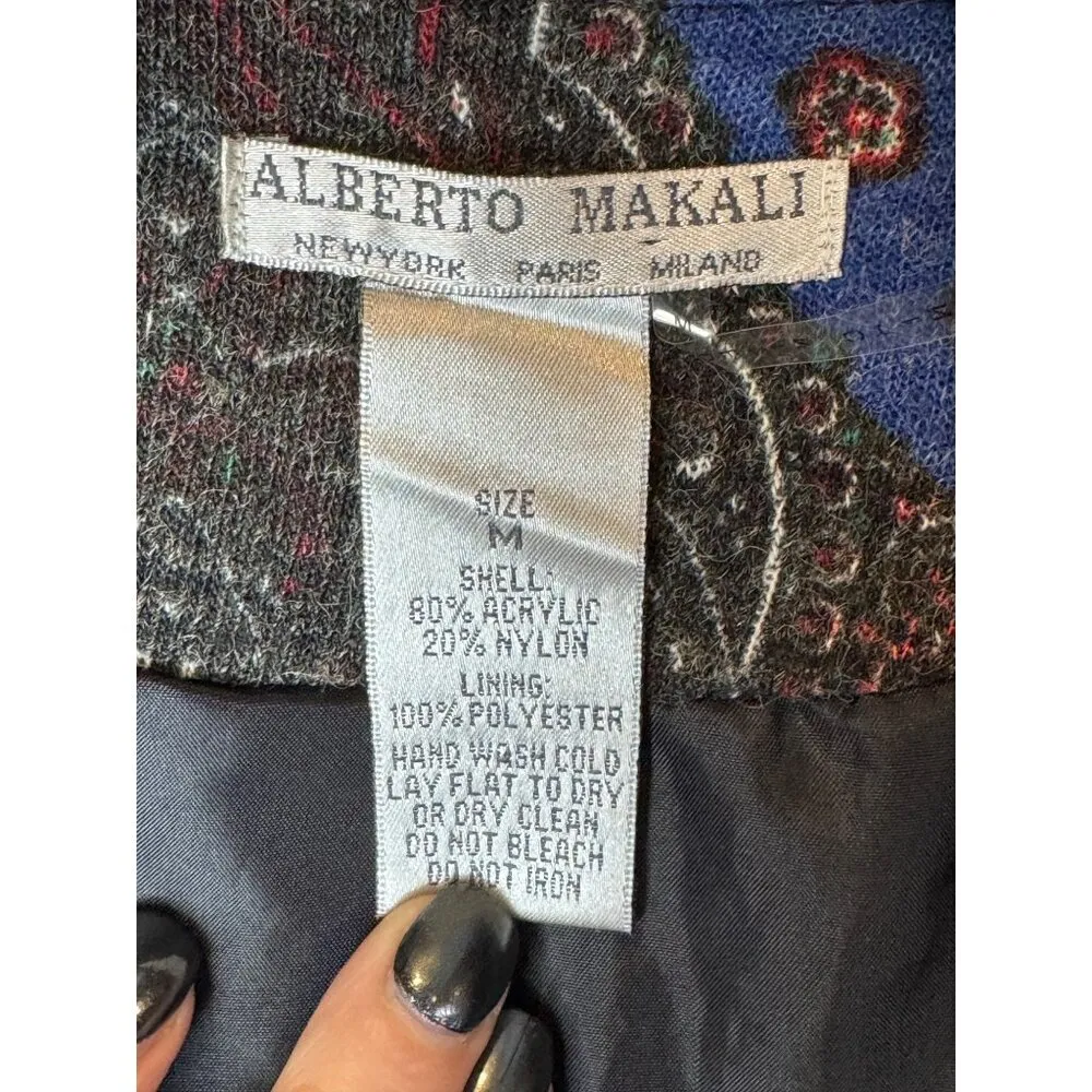 Alberto‎ Makali Blazer Women Medium Blue Paisley Shawl Collar Open Jacket Italy - Image 6