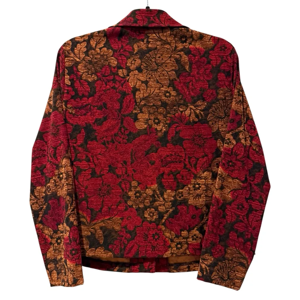 Briggs New‎ York Petite Floral Button Front  Blazer Lightweight Gold Red Size PM - Image 2