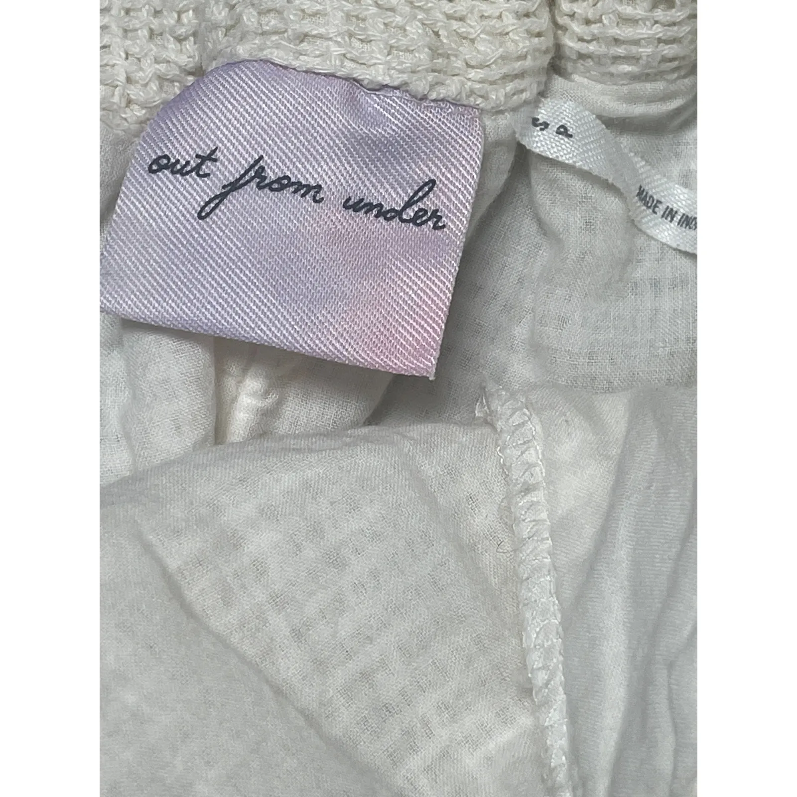 Out From Under White Waffle Knit Cuffed High Waist Casual Lounge Shorts Size S - Image 3