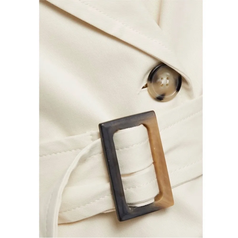 Ba&sh Paris Double-breasted Belted Cotton-blend Trench Coat In Ivory NEW - Image 6