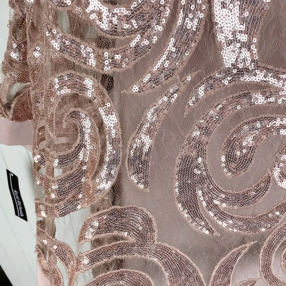 NEW R&M Richards 2584 Short Mother Of The Bride Dress Caramel Gold Sequin Size 6 - Image 15