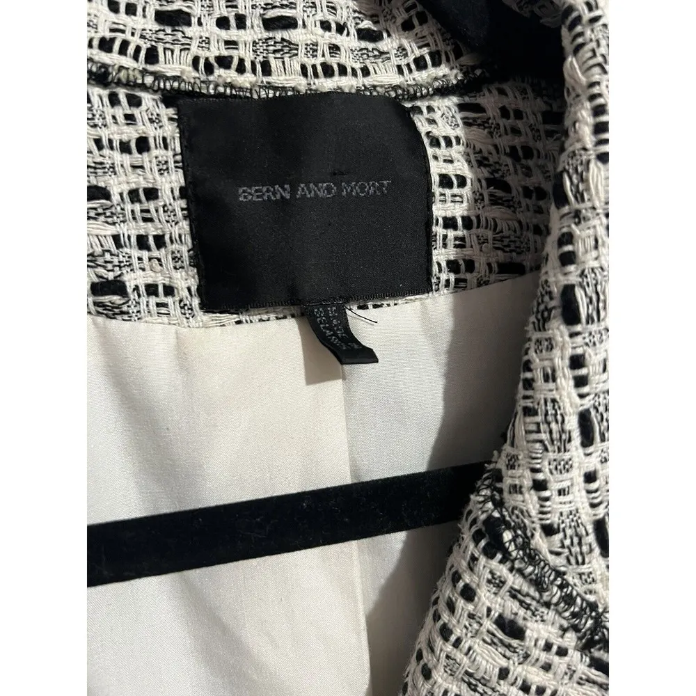 Bern And Mort Tweed Silk Cotton Blazer Size 12 White - Image 7