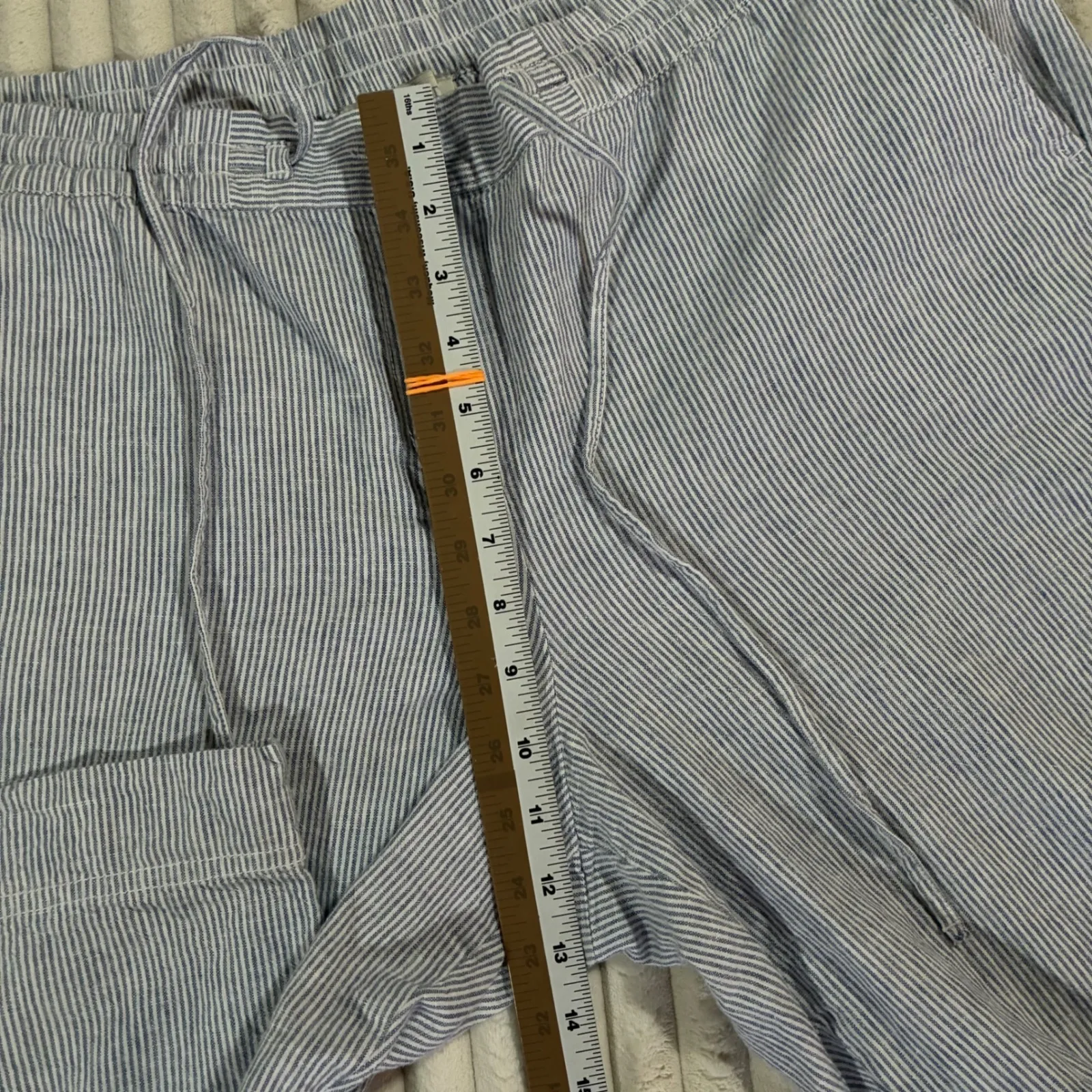 Talbots Petite Striped Linen Cotton Pants Drawstring Waist Wide Leg Women's 16P - Image 9