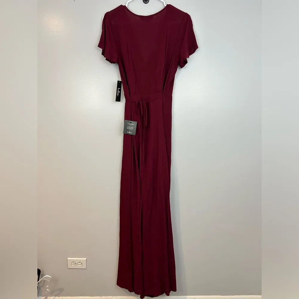 Heart of Marigold Burgundy Wrap Maxi Dress Size Small - Image 10
