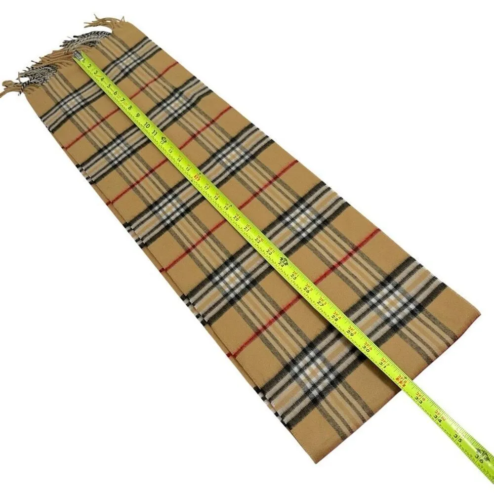 Cashmink Nova Check Pattern Scarf NWT Tan - Image 5