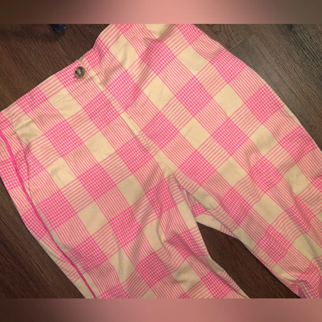 Anthropologie Maeve Plaid Tapered Pull On Pants Pink Tan 10 $128 casual fall - Image 5