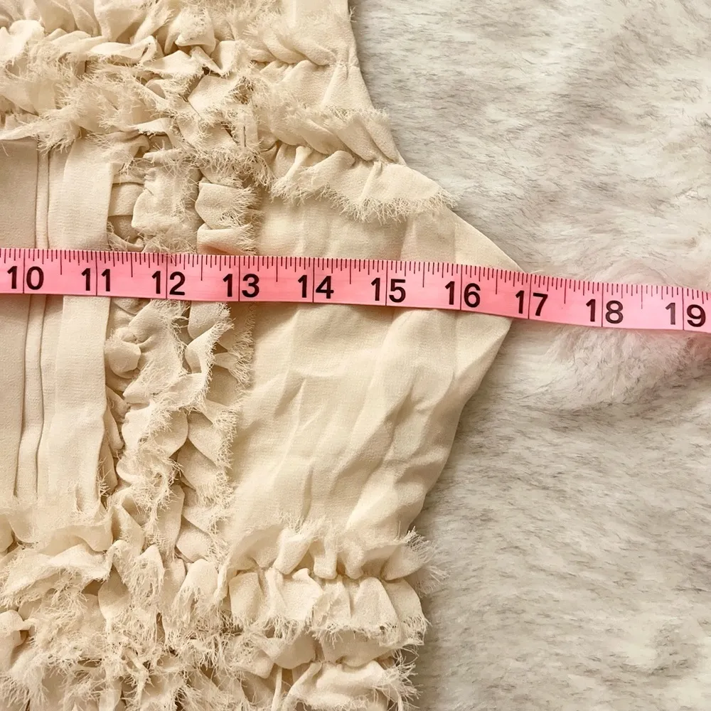 Forever 21 Vintage Cream Rosette Ruffle Pleated Dress Size Small - Image 7