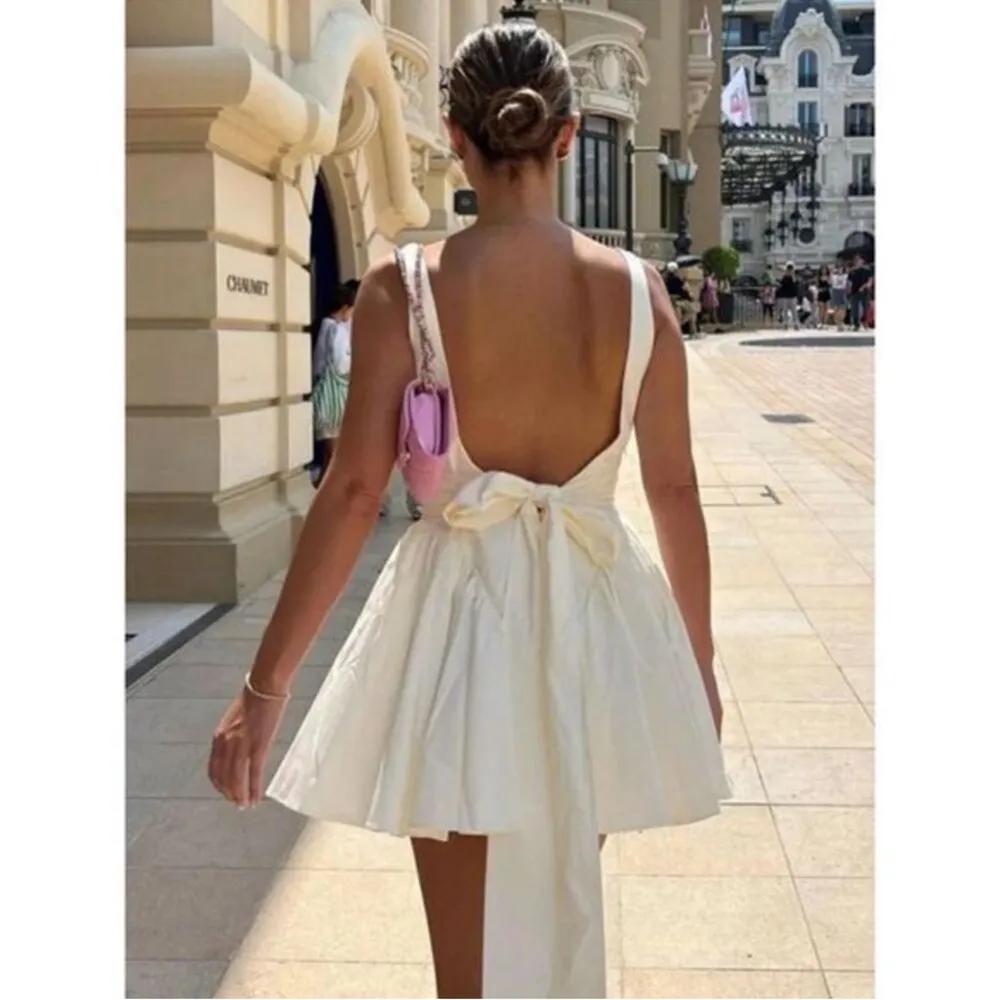 Commense White Sleeveless Square Neck Mini Dress Size M - Image 10