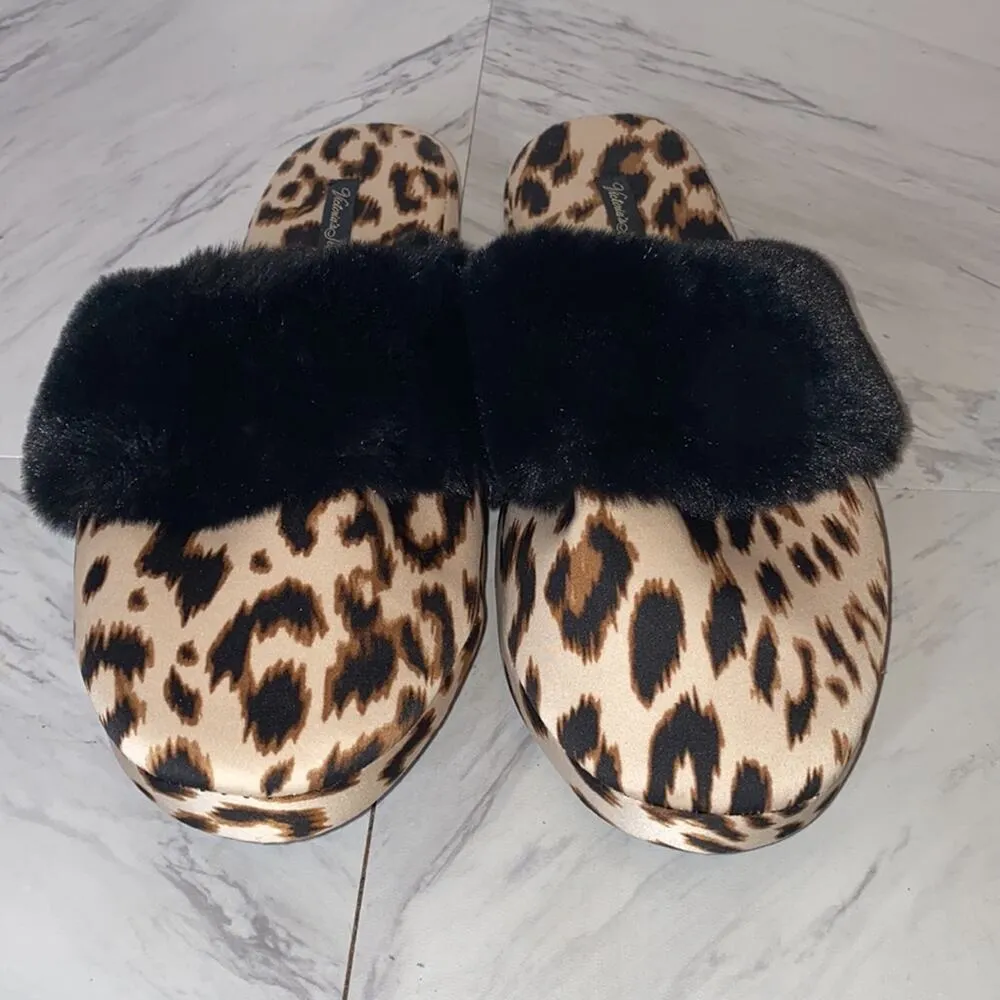 Victoria's Secret Leopard Fuzzy Slippers Size Medium - Image 2