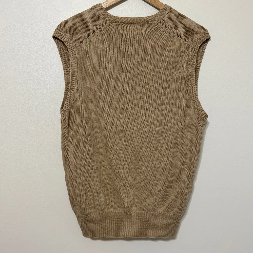 Ralph Lauren V Neck Sweater Vest Linen Cotton Medium Large Tan Brown Top - Image 6