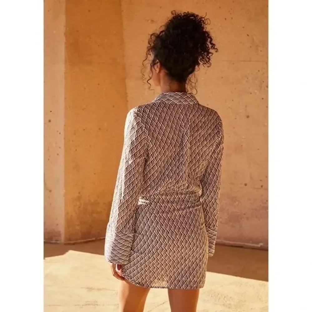 NEW Free People Rillo Beach Summer Shirtdress Tie Front Extra Small Brown Cream - Image 4