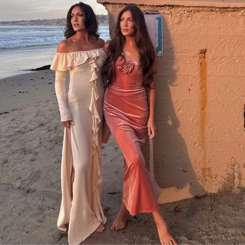 NWT REFORMATION / Adalynn Velvet Pink Maxi Skirt Size M - Image 6