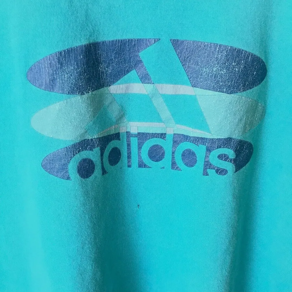 Vintage 90s Adidas T Shirt Womens USA Blue XL Extra Large Graphic Tee Cotton - Image 5