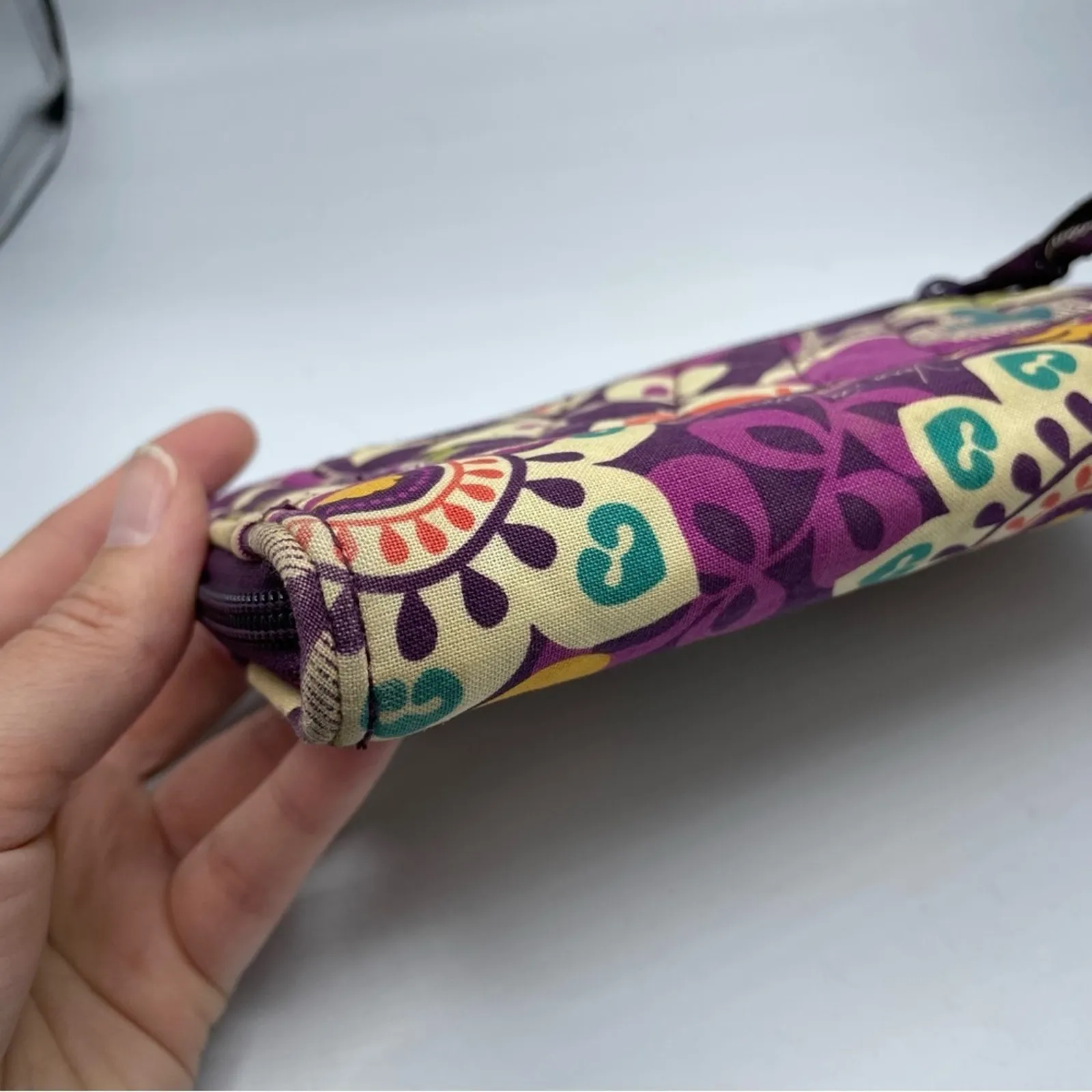 Vera Bradley Purple Floral Full Zip Wallet Accordion Paisley Fabric - Image 6