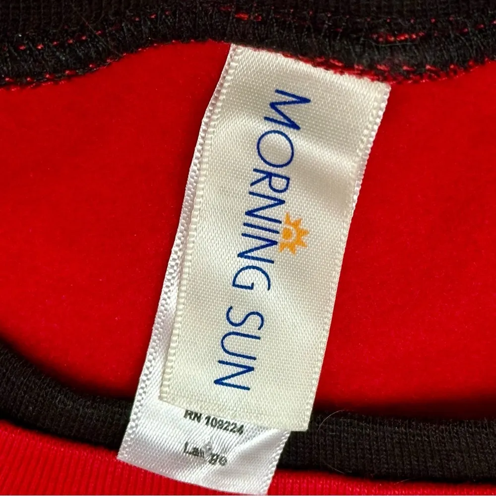 Merry Christmas Tree Embroidered Appliqué Santa Bears Women Sz L Red Sweatshirt Size L - Image 6