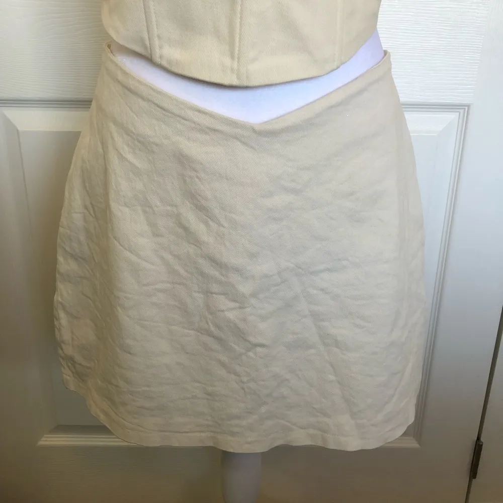Peppermayo  Ivory Denim Mini Skirt & Corset Set Size US 8 - Image 3