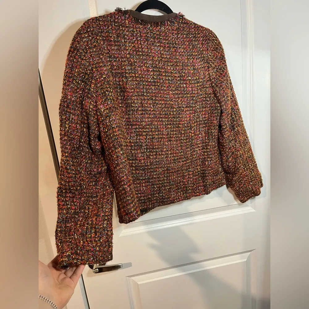 CHICO’s Rainbow Shine Vikey Jacket Glitzy Bling Vintage Golden Threads Size 1 - Image 3