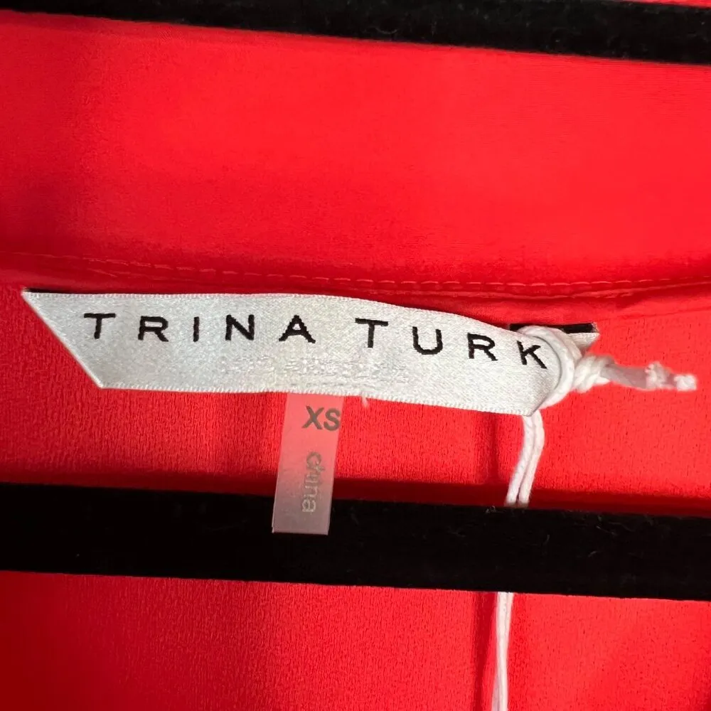 Trina Turk Dellia Shift Dress in Poppy Size XS Shift Mini Lightweight V-Neck NWT - Image 3