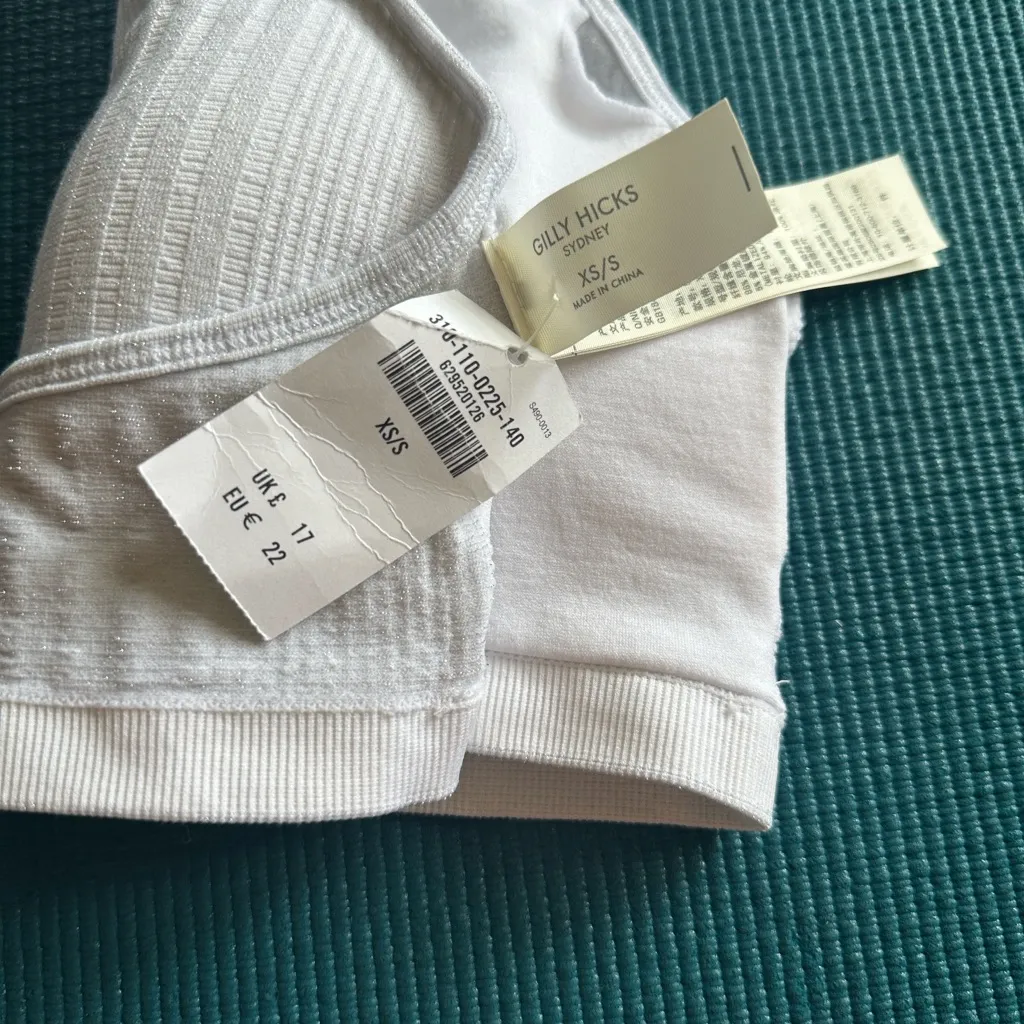 Gilly Hicks Hollister High Neck Ribbed Ivory Silver Sparkle Bralette NWT XS/S - Image 6