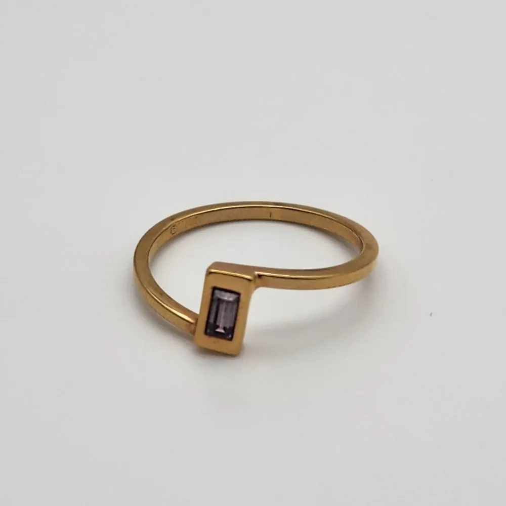 Vintage Avon Gold Tone & Purple Rhinestone Ring (7) - Image 5