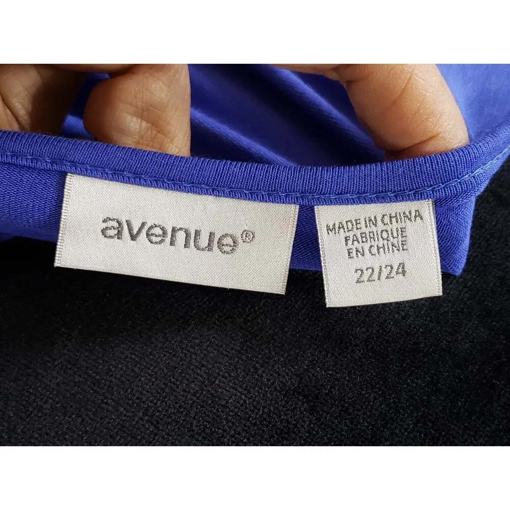 Avenue Top Blouse Women Size 22/24 Blue Solid Viscose Casual Short Sleeve V - Image 3