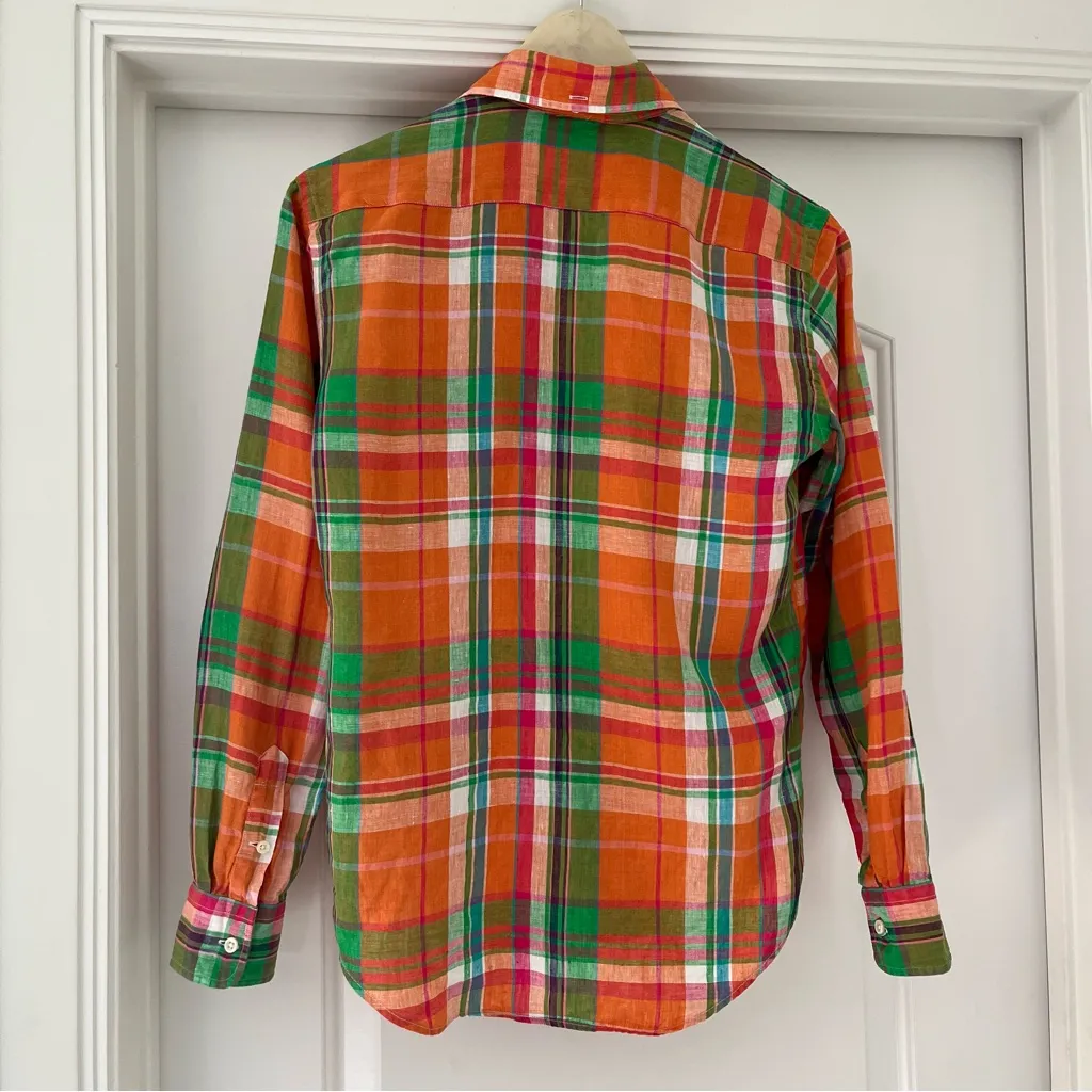 Ralph Lauren Sport Madras Plaid Linen Shirt Size 2 - Image 4