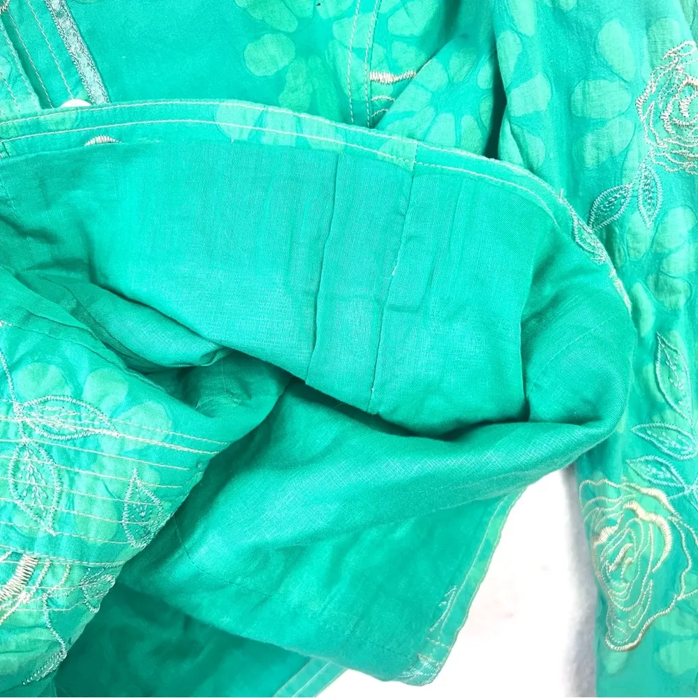 Mirasol Women Jacket Blue Boho Embroidered Floral Mandarin Collar Sz S Carriage - Image 6