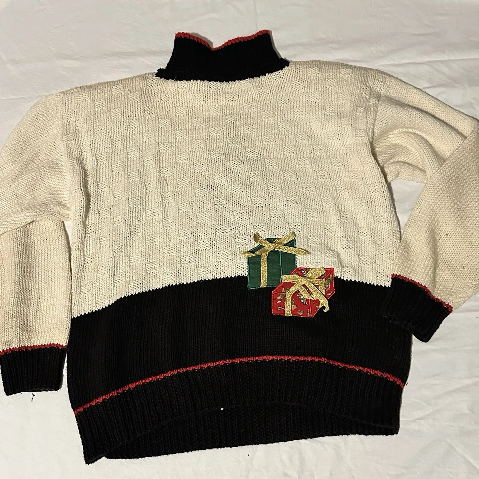 Vintage MARISA CHRISTINA Hand Knit XMAS TREE Sweater,Cotton Blend,Size M Size M - Image 5