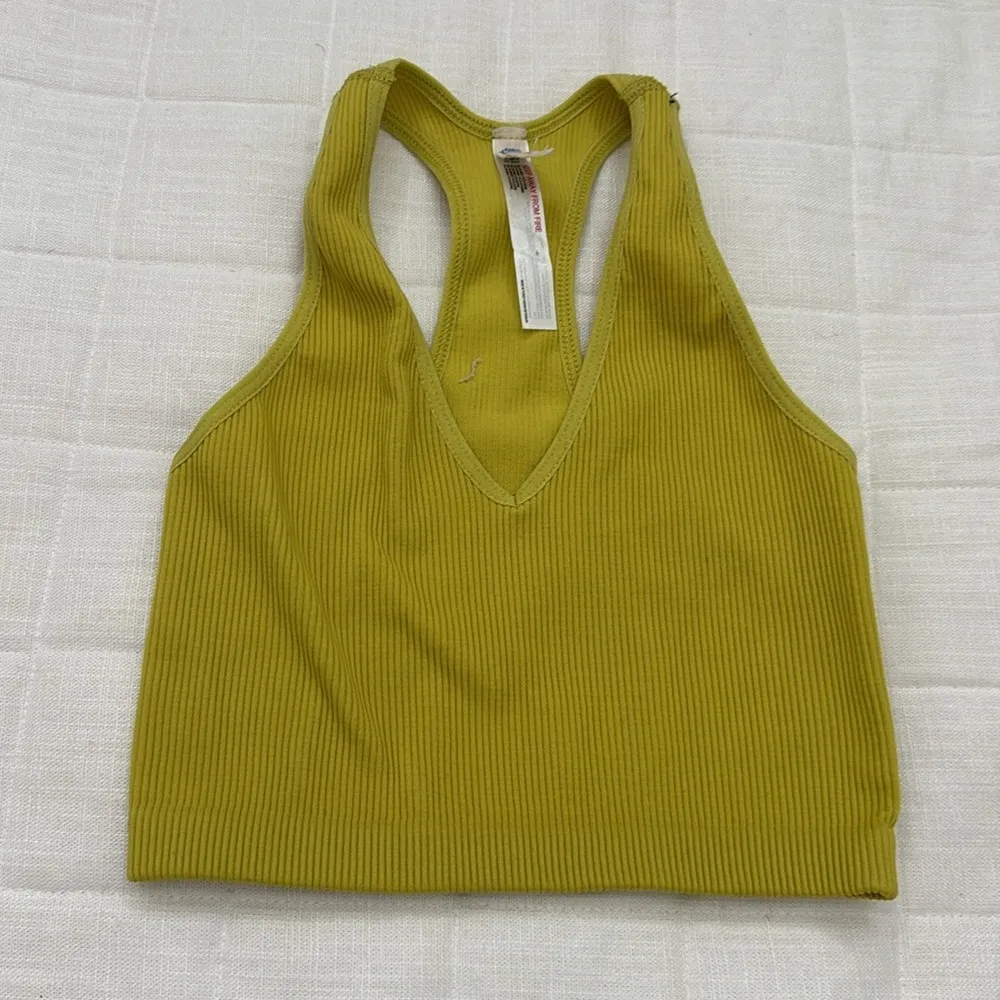 Free People Movement Free Throw Crop Top Ribbed Yellow Tank Crop Top Womens XS/S - Image 2