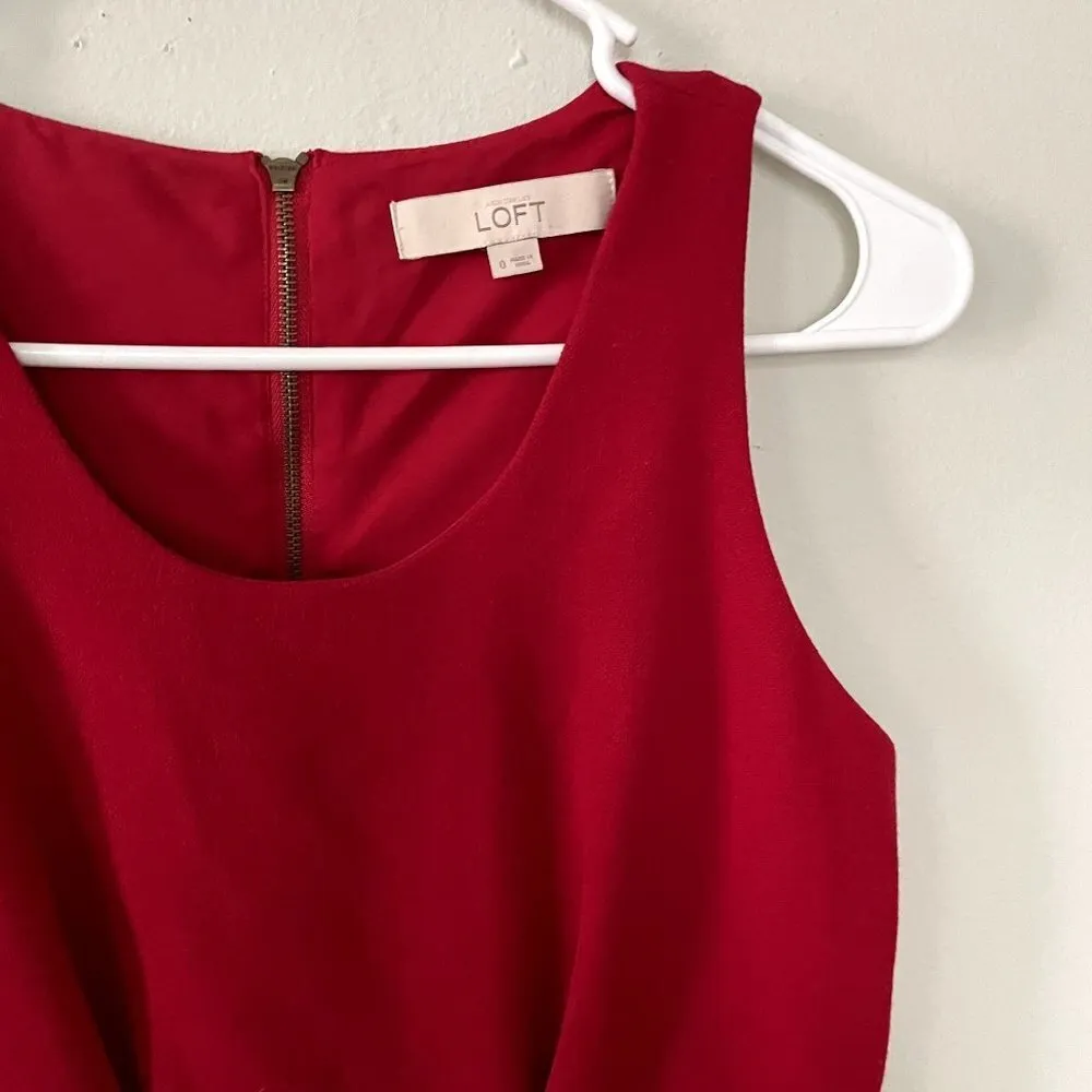 LOFT red fitted sleeveless dress bright red comfortable darts semi formal - Image 2