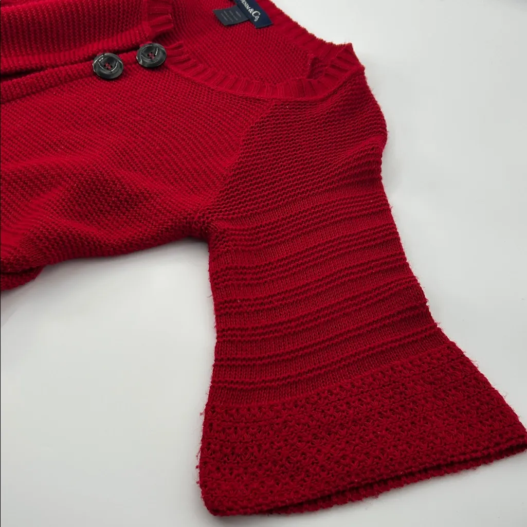 Denim&Co Vibrant Red Cardigan Sweater Size M - Image 14