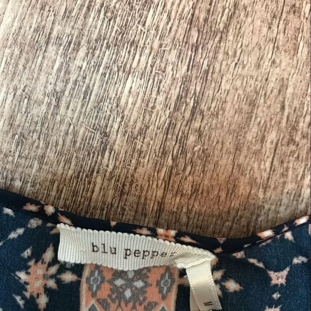 Blu Pepper Navy and Pink Printed Dress - Image 3