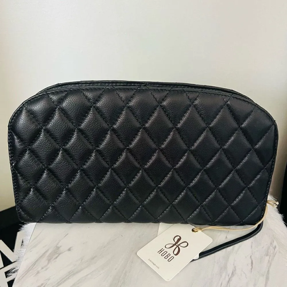 HOBO Cole Quilted Leather Clutch Bag, Classic Chic Party Bag, Black, NWT Black - Image 4