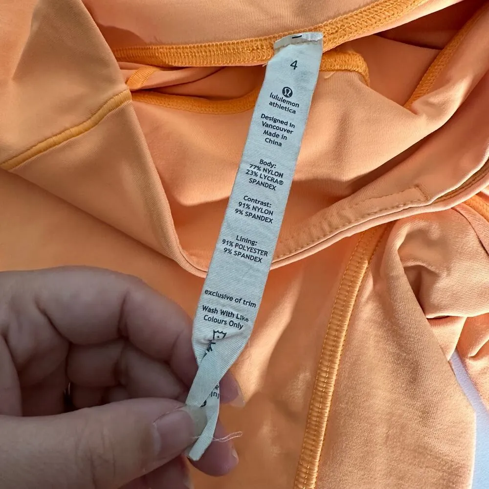 Lululemon Spinerette Orange Creamsicle Pop Biker Shorts Size 4 Athletic Gym Yoga - Image 5