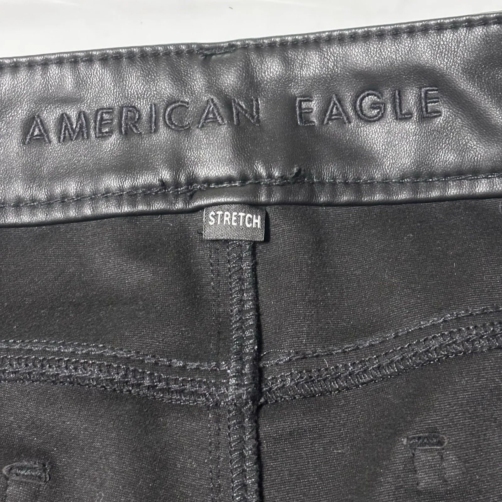 American Eagle Stretch Faux Leather High Waisted Flare Pants Size 14 Long - Image 14