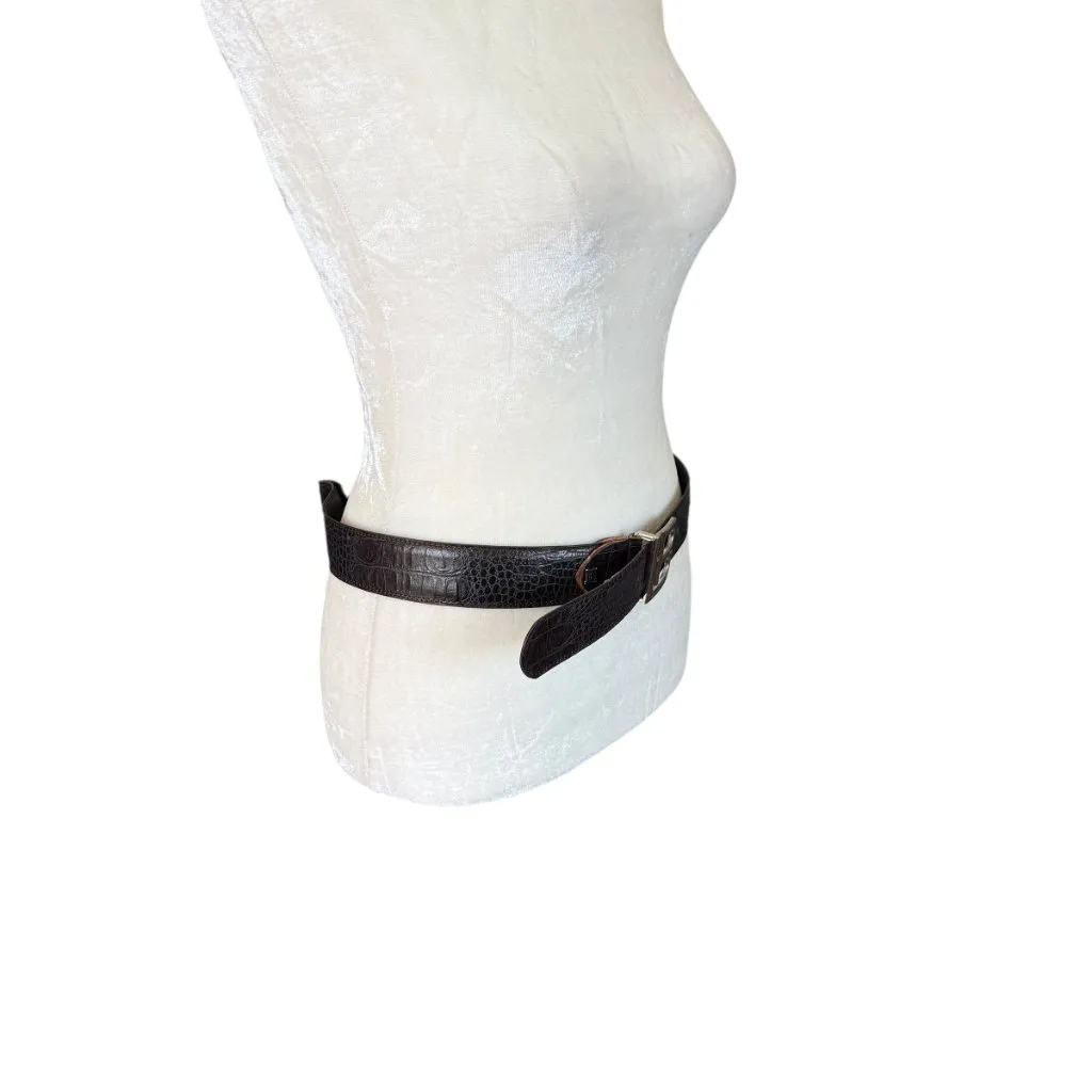 Laura Biagiotti black leather with silver LB buckle women's 41" Length - Image 2