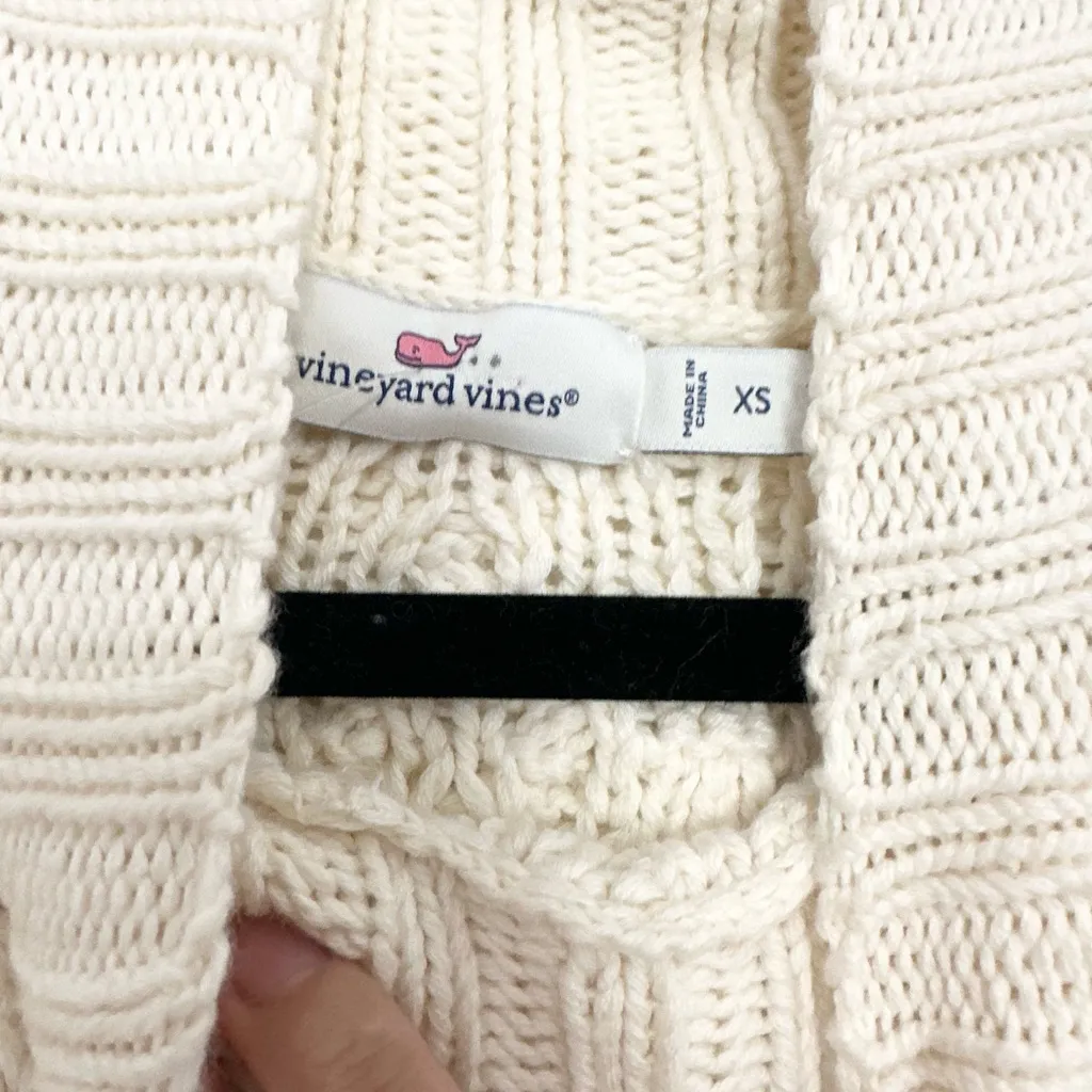 Vineyard Vines Women XS Wool Blend Tipped Island Fisherman Mock Neck Sweater - Image 2