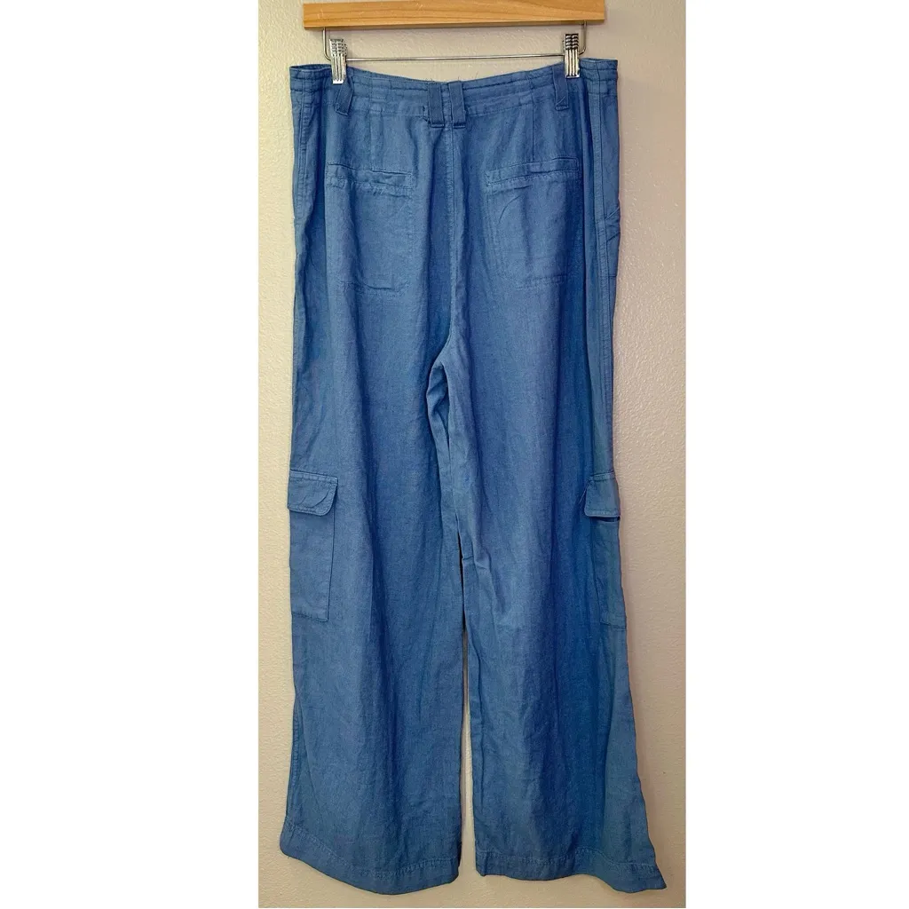 Sincerely Jules NWT  Linen Blend Blue Cargo Drawstring Pants - Image 6