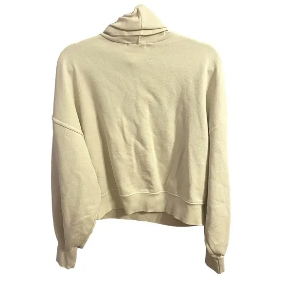 AGOLDE Balloon Sleeve Ribbed Turtleneck Sweatshirt Size S Off White‎ 100% Cotton - Image 7