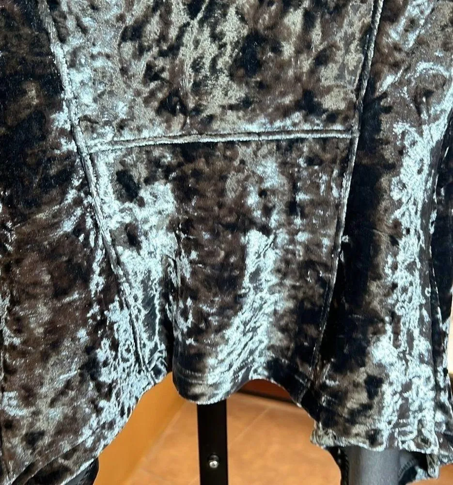 Blank NYC Crushed Velvet Moto Teal Asymmetrical Zip Front Jacket Size Small - Image 8