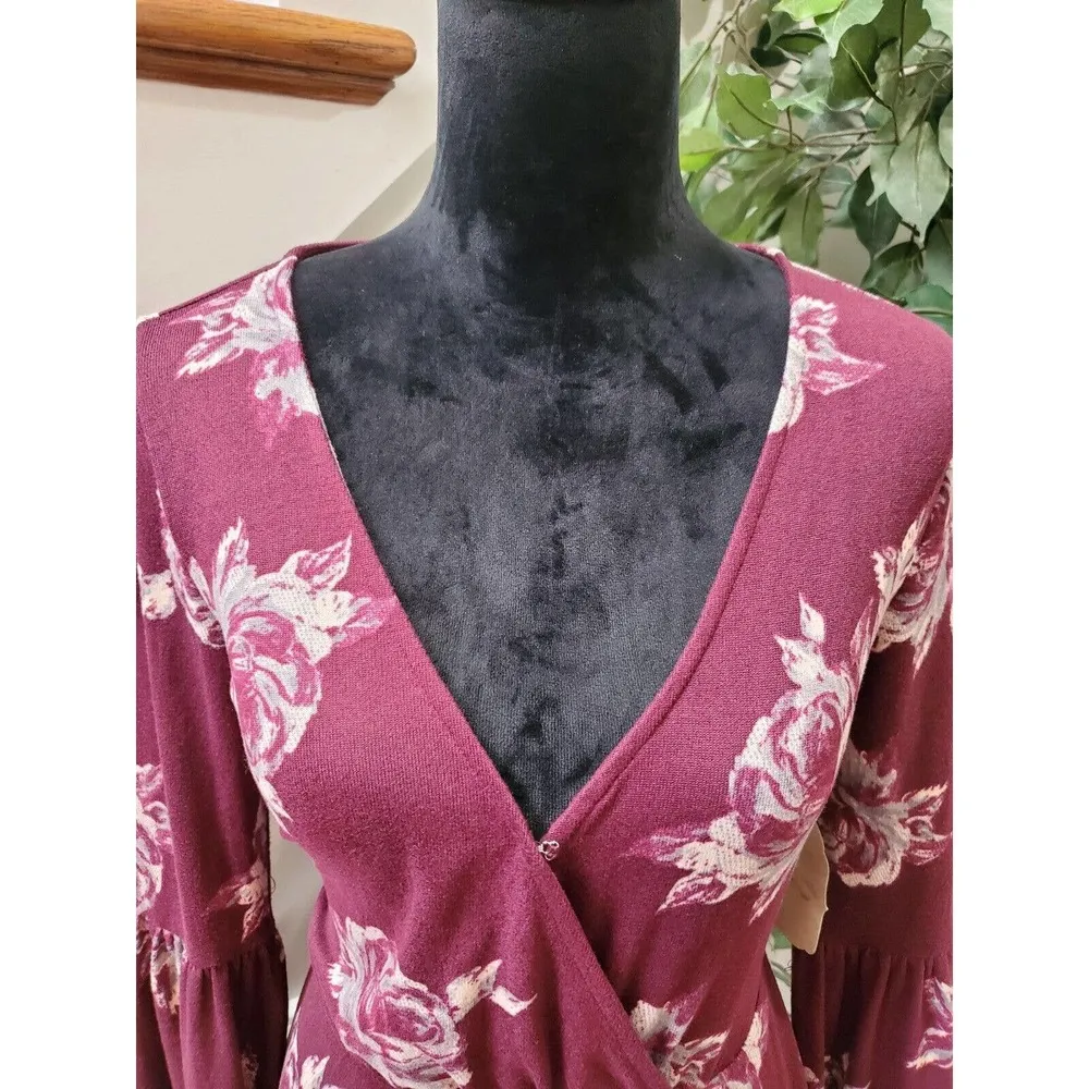 Altar'd State Womens Floral Polyester V-Neck Long Sleeve Knee Length Dress Small - Image 6