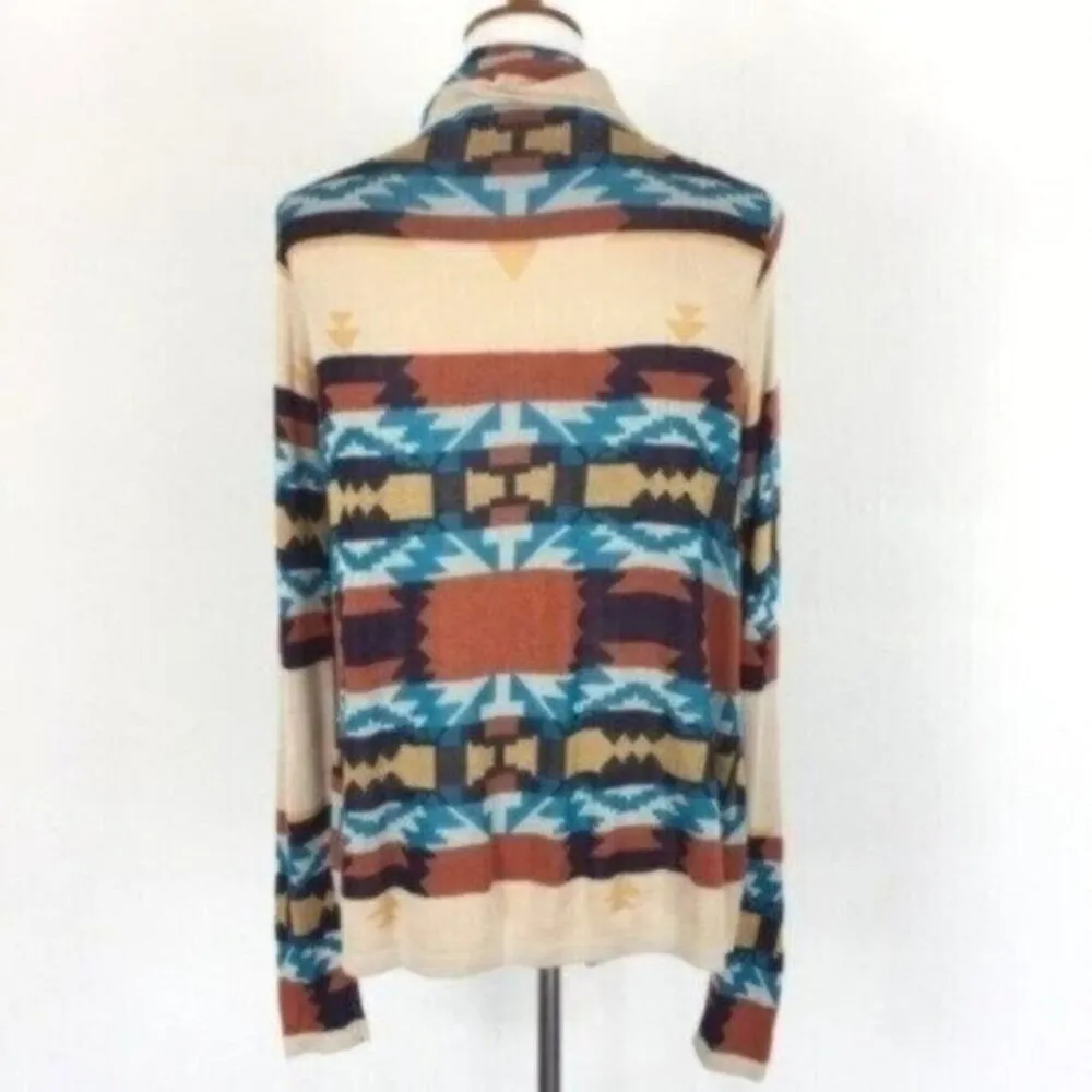 Skies Are Blue Cardigan Small‎ Multicolor Open Front Boho Sweater - Image 3