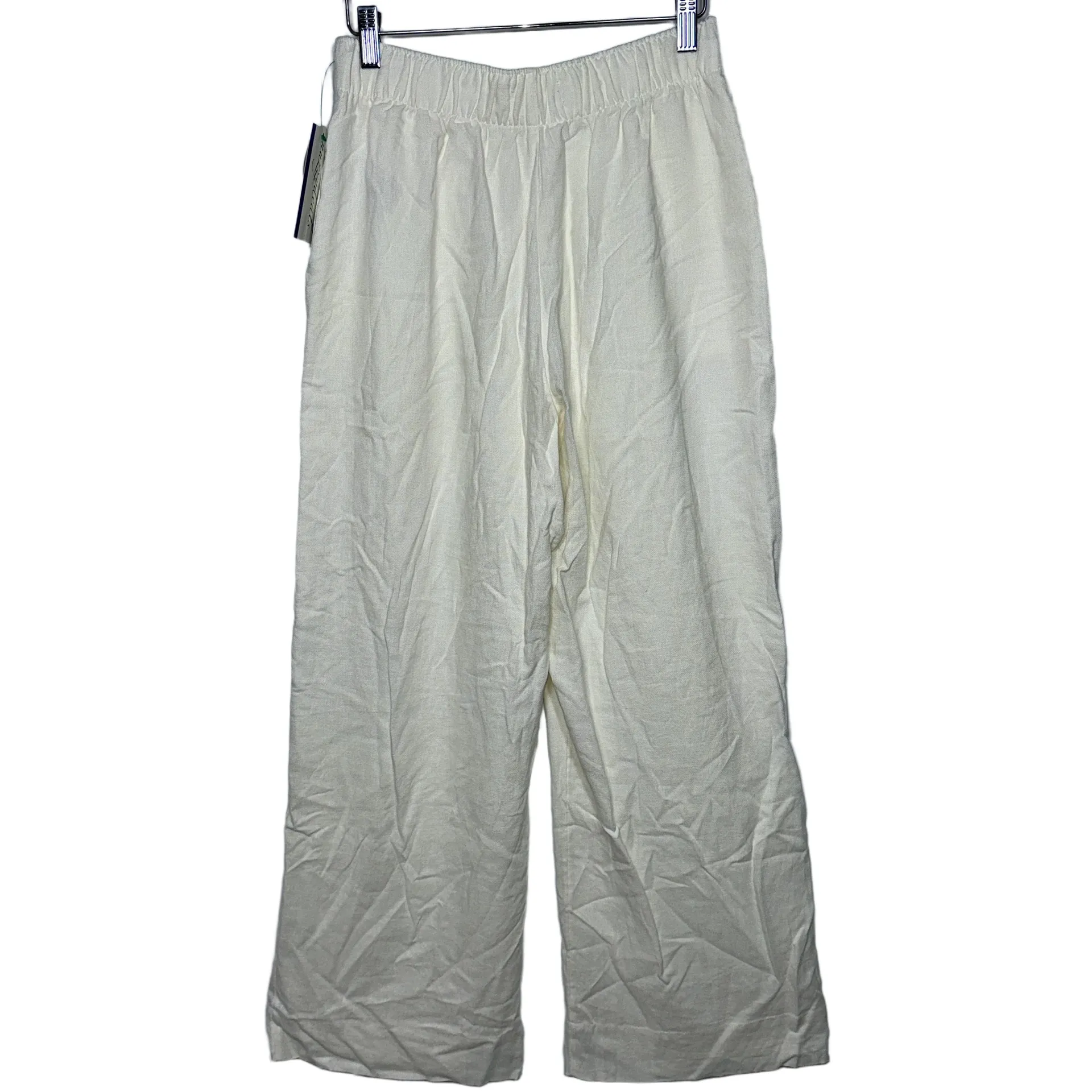 NEW Abercrombie & Fitch Off White Linen Wide Leg Trousers Dress Pants Size Small - Image 2