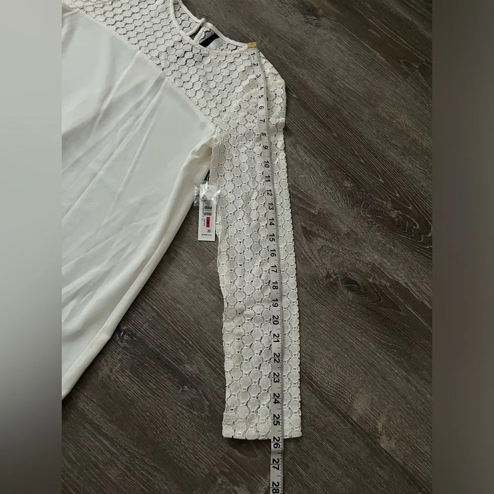 Kensie Long Sleeve Ivory Blouse Lace Women’s Size XS NWT - Image 2